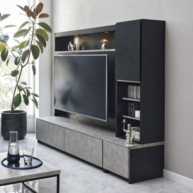 壁面ユニット テレビボード 鏡面 エナメル 収納付き 幅：150cm 