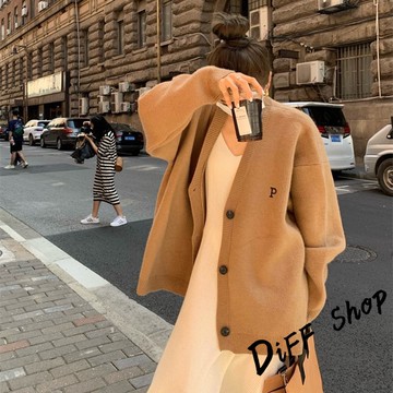 韓版慵懶寬鬆中長版針織外套【J354】