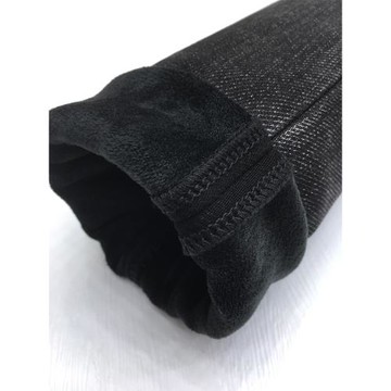 不臃腫加絨牛仔褲男秋冬款加厚保暖潮流彈力修身直筒印花黑色長褲