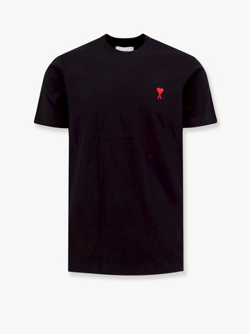 Biologic cotton t-shirt with contrasting logo embroidery - AMI PARIS - gender_Man