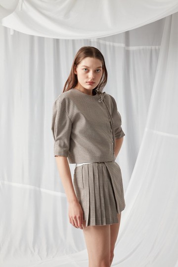 褶襉千鳥格圖案 - 短褲