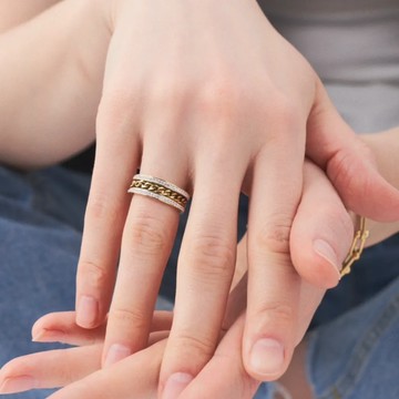 【ᴛᴏs】芝加哥 古巴鍊鑲鑽戒指 Chicago Ring 紐約風格飾品