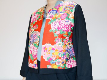 KIMONO CREW NECK JACKET - 使用古董和服布料製成的獨一無二圓領外套