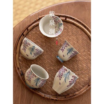 JOJO'S L. PD.紫泉澗.手繪紫藤花茶杯單杯釉下彩草木灰家用 |展板