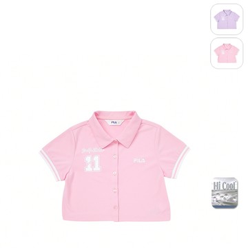【FILA】KIDS 女童款 吸濕排汗短袖圓領上衣-粉色 5TEY-4709-PK