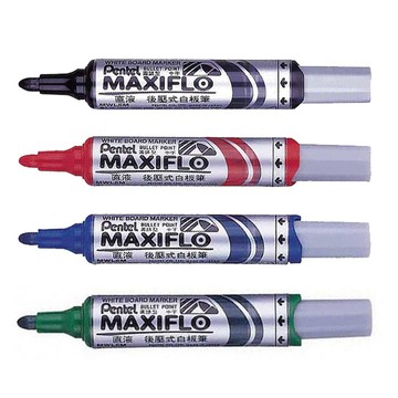 【Pentel 飛龍】後壓式白板筆 粗字圓頭 2.0mm 36支/件 MWL5M - 黑
