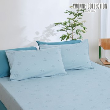 YVONNE 以旺傢飾 純棉水豚印花雙人床包-泉水綠