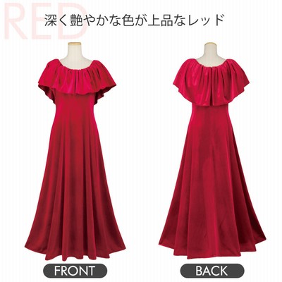 即納☆ ＼新色追加／ nobleシリーズ ベロア胸元フリルドレス