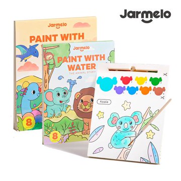 【JarMelo 原創美玩】3合一創意寶貝塗色趣/主題著色本2入超值組(動物+恐龍/附顏料+畫筆)