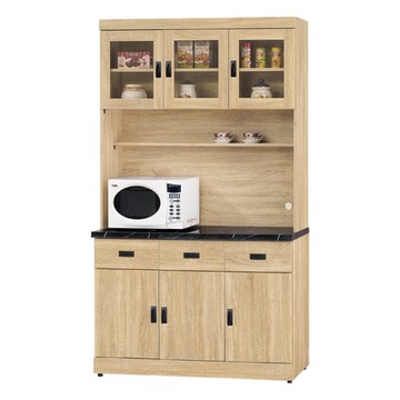 文創集 羅波4尺雲紋石面高餐櫃/收納櫃組合-121x43x210.2cm免組