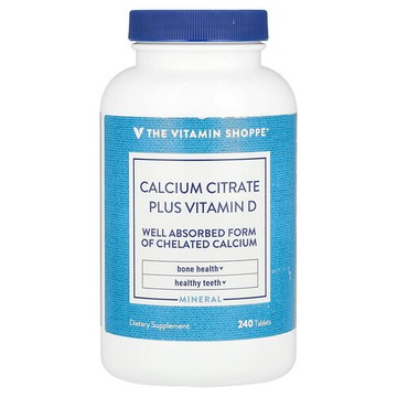 The Vitamin Shoppe, 檸檬酸鈣 + 維生素 D，240 片