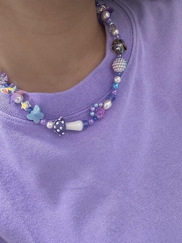 【熱賣】蘑菇 玻璃 夢幻 花園 紫色電話繩千禧風 | 歐美風街頭混