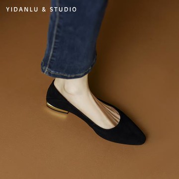羊皮法式黑色平底單鞋女2025新款春秋晚晚風溫柔通勤低跟淺口單鞋