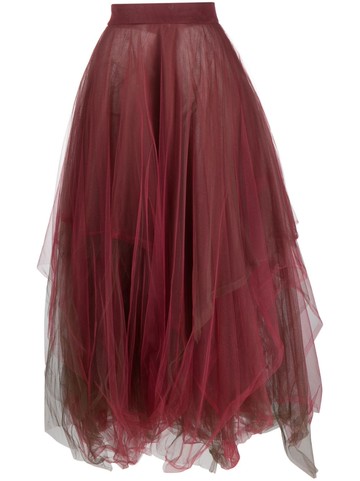 Romeo Gigli Pre-Owned - 2000s asymmetric tulle full skirt - women - Polyamide - M - Red