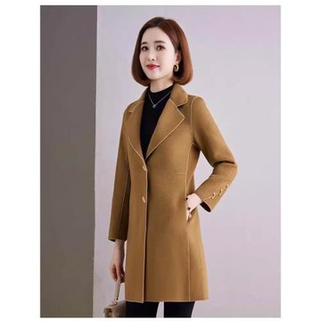 2025年秋冬新款高端顯瘦雙面羊絨大衣中長款高級洋氣中年媽媽外套