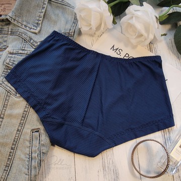 XS-M內褲【輕裸深呼吸】 貓眼網紗中腰平口褲(藍色) MyDoll