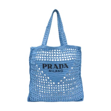 PRADA 普拉達 藍色 鉤織 手提 肩背包 【二手名牌BRAND OFF】