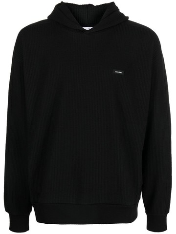 Calvin Klein - Ottoman comfort ribbed hoodie - men - Polyester/Cotton - XL - Black