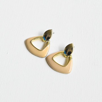 【蛋植物古着】月影琺瑯金屬耳針古董耳環