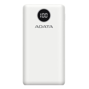 ADATA威剛 P20000QCD 數位顯示電量 快充行動電源-白色(尺寸:約L13.4xW7.03xH2.7cm) 墊腳石購物網