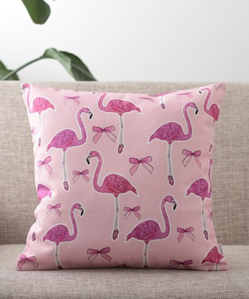 Jubilee 天然亞麻材質 抱枕套 柔軟觸感 紅鸛款