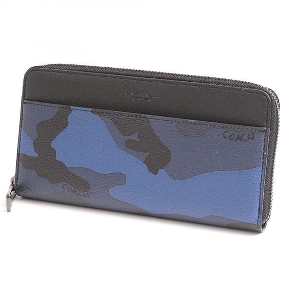 コーチ COACH PVC 長財布 迷彩 ブルー×ブラック F57802 未使用展示品 
