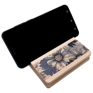 花系列 木質手機架擴音擴香盒 菊花 藍 客製化禮物 手機擴音座