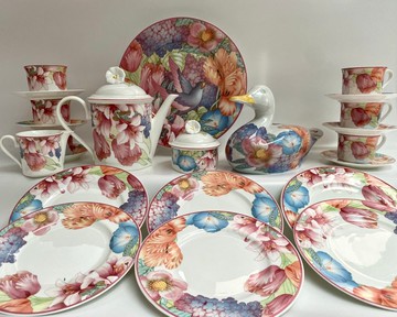 復古 Villeroy & Boch Gallo Design 骨瓷茶具套裝 23 件