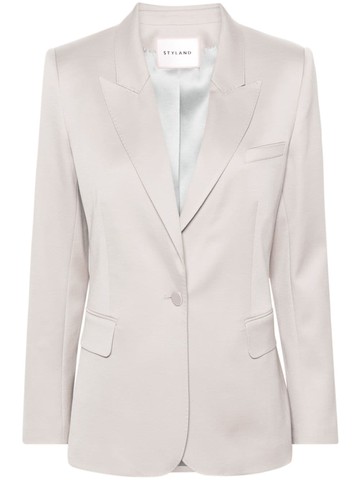 STYLAND - gathered-sleeve blazer - women - Wool/Nylon/Elastane/Silk/Elastane - M - Neutrals