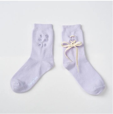 綁鞋帶²中筒襪〈淺紫〉S號