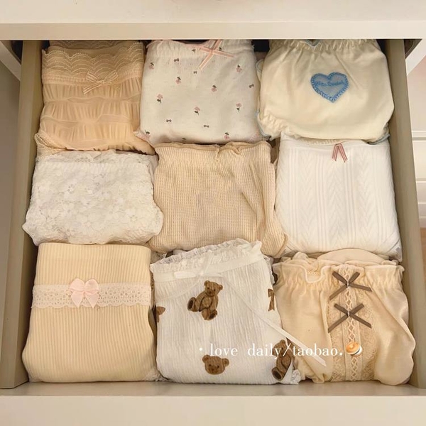 內褲女（透氣純棉）小熊冰淇淋色系|暖黃色女生內褲女士純棉內檔可愛舒服親膚內褲