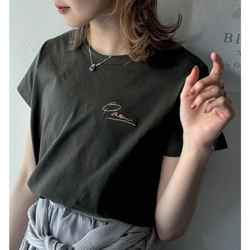 日本 Classical Elf - 胸前簡約刺繡logo有機棉短袖T恤-深灰