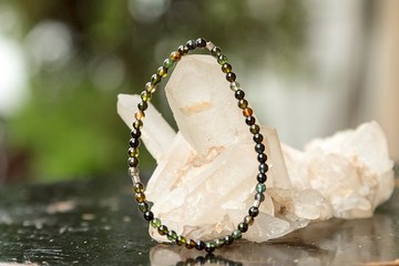 【手環系列】3.3mm 高品質 黑玫瑰碧璽 綴925純銀珠 (歡迎客製)