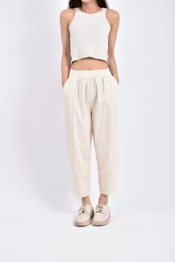 (S) 高腰質感九分杏色長褲