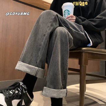 美式復古牛仔褲男春秋2024新款直筒褲歐美高街vibe褲子男生休閑褲