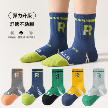 VIVILIAN純棉透氣抗菌中筒運動襪(5對入)