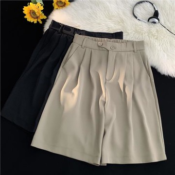 西裝短褲男夏季冰絲薄款寬松直筒高級感五分西褲潮牌過膝休閑中褲