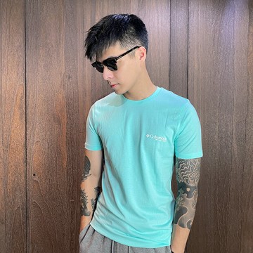 美國百分百【全新真品】Columbia 哥倫比亞 短袖 T恤 T-shirt 短T 小logo  薄荷綠 S號 CE11