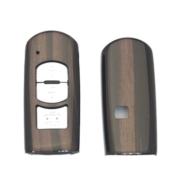 日本品牌 適用mazda3鍵遙控鑰匙保護殼 馬自達汽車鑰匙造型防刮套(木紋棕)