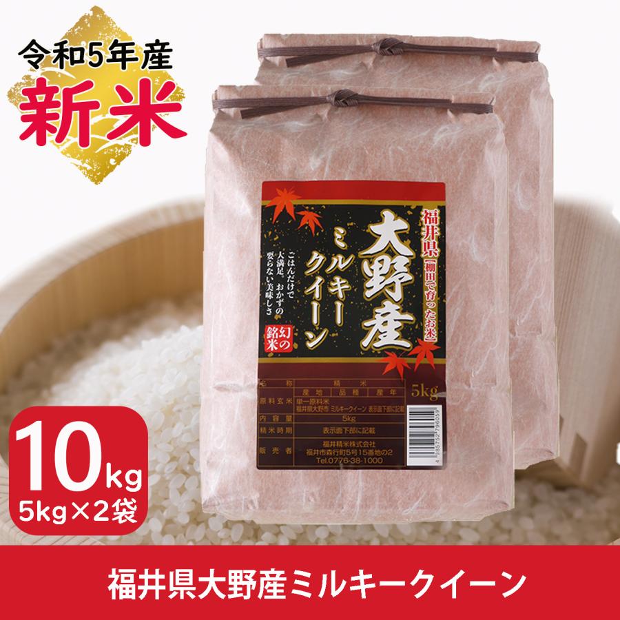 新米 米 ミルキークイーン 10kg 5kg×2袋 福井県大野産 白米 令和5年産 送料無料