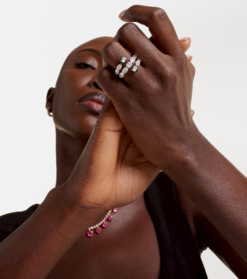 Kamyen 18kt white gold and enamel ring with diamonds