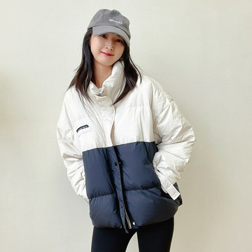 【巴黎精品】現貨+預購 真羽絨90%白鴨絨羽絨外套羽絨衣夾克-撞色拼接寬鬆短款保暖男女外套2色p1ah71