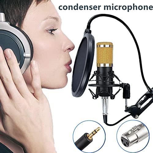 Podcast Equipment Bundle, BM-800 Mic Kit with Live Sound Card, Adjustable M