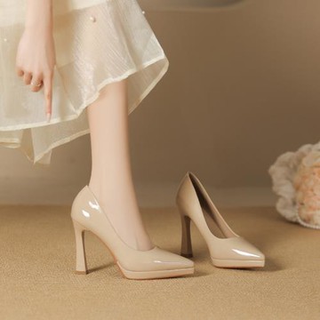 105-1 尖頭細跟高跟鞋女不累腳純色超高跟鞋性感防水臺淺口單鞋女