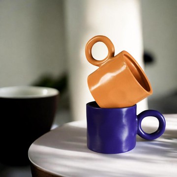 【簡約陶瓷馬克杯】午後的西西里/馬祖藍眼淚 - 手感圓把設計