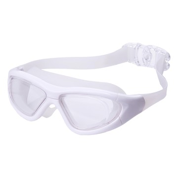 OMG 防水防霧高清泳鏡 流線大框設計 卡扣式調節扣  鼻樑寬17mm 鏡面寬65mm  白色  1個