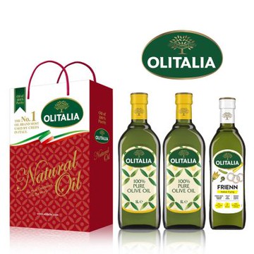 Olitalia奧利塔 純橄欖油禮盒組(1000mlx2瓶)+高溫專用葵花油750mlx1瓶
