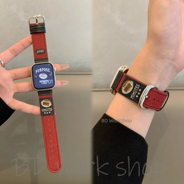 卡通標籤牛仔錶帶 適用 Apple Watch 錶帶 S12 11 10 9 8 7 6 SE Ultra 蘋果手錶錶帶