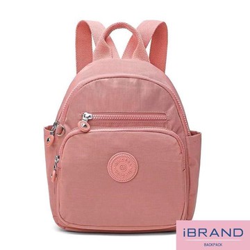 iBrand 輕巧防潑水簡約口袋後背包 -豆沙粉 MDS-8672