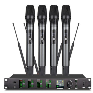 充電式無線麥克風真分集一拖四舞臺主持演講會議大中型體育館話筒【Snowbelle優選】